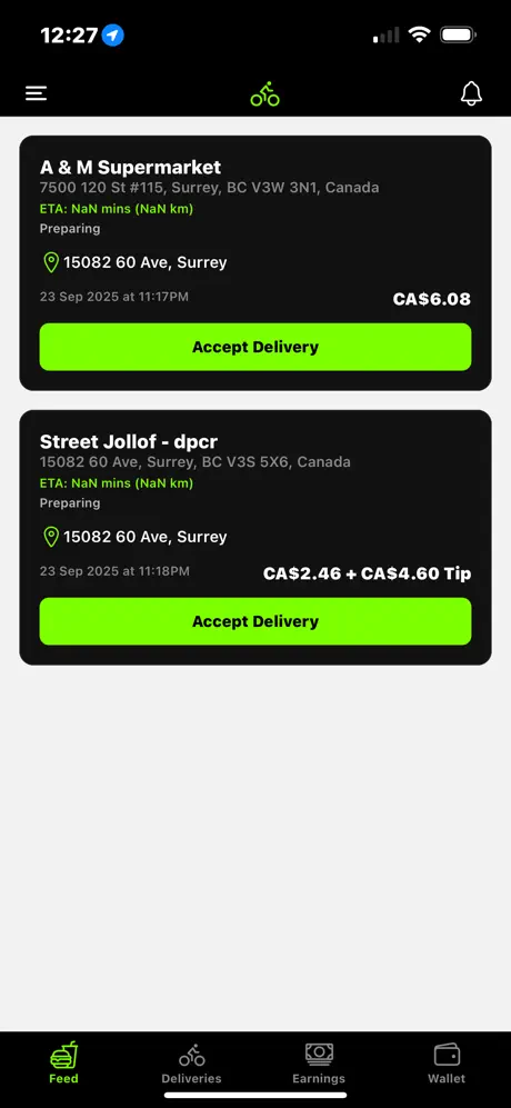 Driver app screenshot 1